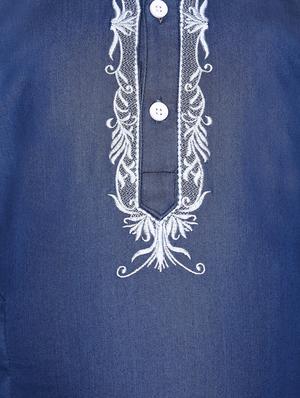 blue cotton kurta set - 16277600 - Standard Image - 4