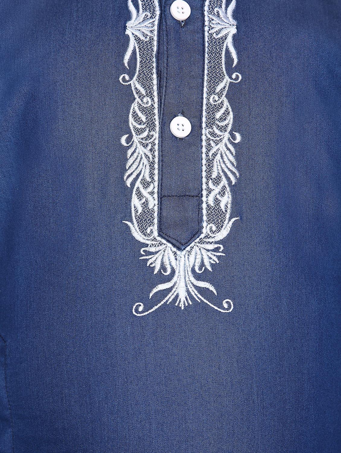 blue cotton kurta set - 16277600 - Zoom Image - 4