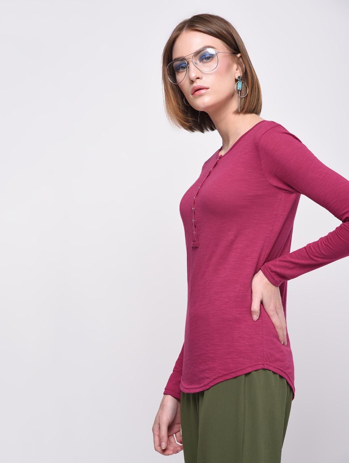 long sleeved henley top - 16278139 - Zoom Image - 2