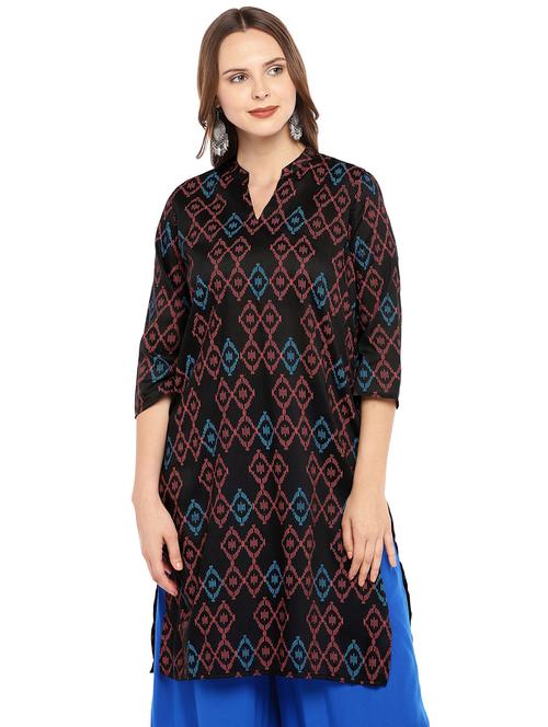 ikat printed straight kurta - 16279562 - Standard Image - 1