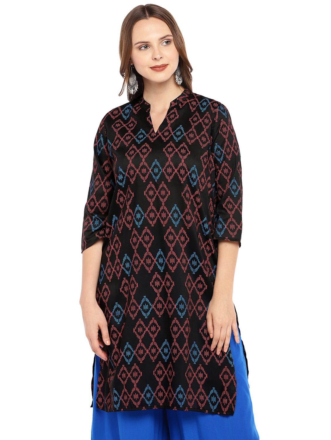 ikat printed straight kurta - 16279562 - Zoom Image - 1