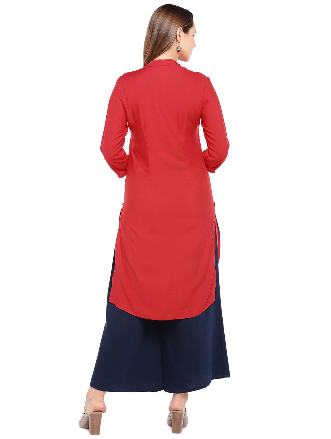 solid high-low kurta - 16279569 - Zoom Image - 3