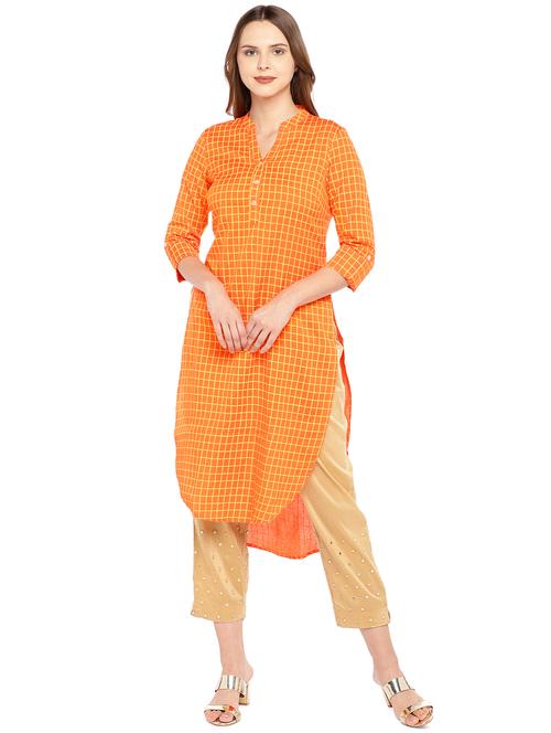 checkered high-low kurta - 16279583 - Standard Image - 1