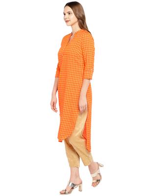 checkered high-low kurta - 16279583 - Standard Image - 2
