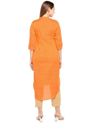 checkered high-low kurta - 16279583 - Standard Image - 3
