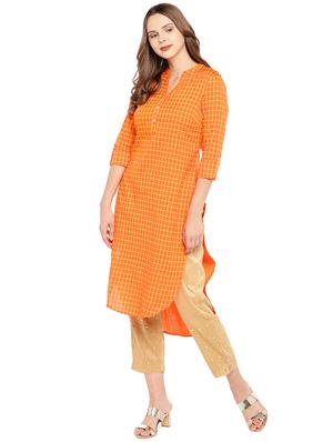 checkered high-low kurta - 16279583 - Standard Image - 4