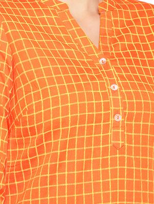 checkered high-low kurta - 16279583 - Standard Image - 5