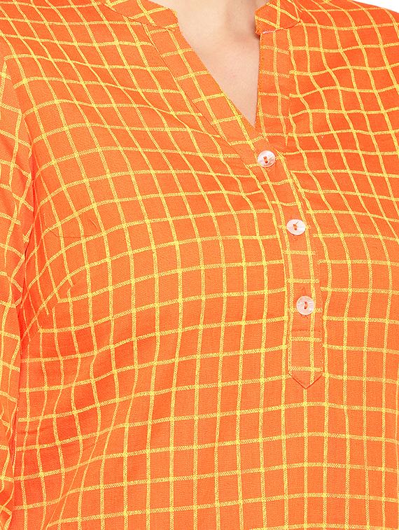 checkered high-low kurta - 16279583 - Zoom Image - 5