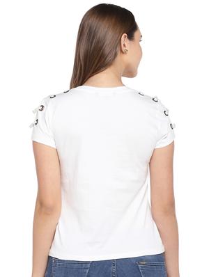 eyelet detail short sleeved top - 16279659 - Standard Image - 3