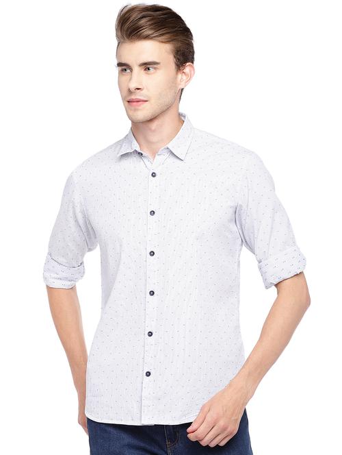 blue self design casual shirt - 16279700 - Standard Image - 1