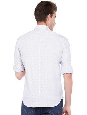 blue self design casual shirt - 16279700 - Standard Image - 3