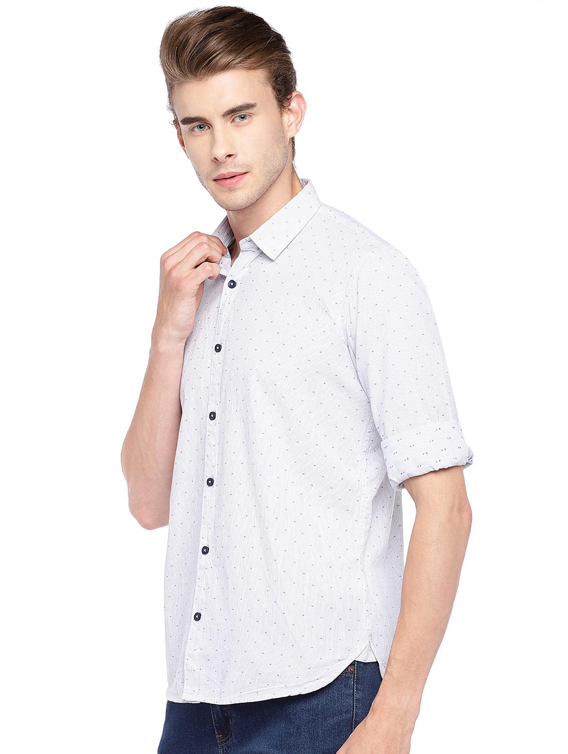 blue self design casual shirt - 16279700 - Zoom Image - 2
