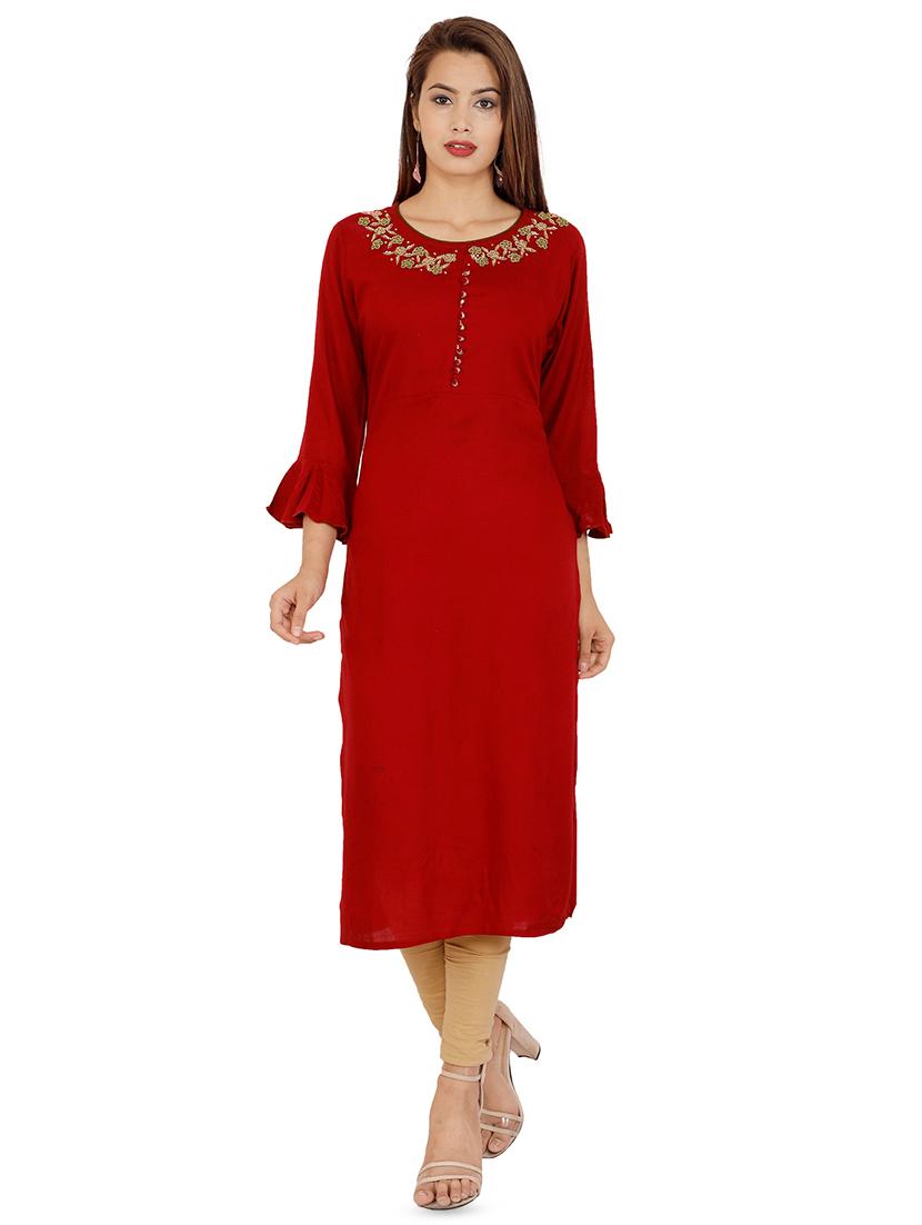 embroidered straight kurta - 16280042 - Zoom Image - 1