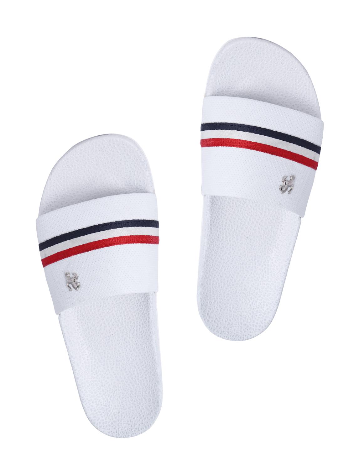 white leatherette slip on flip flops - 16280392 - Zoom Image - 1