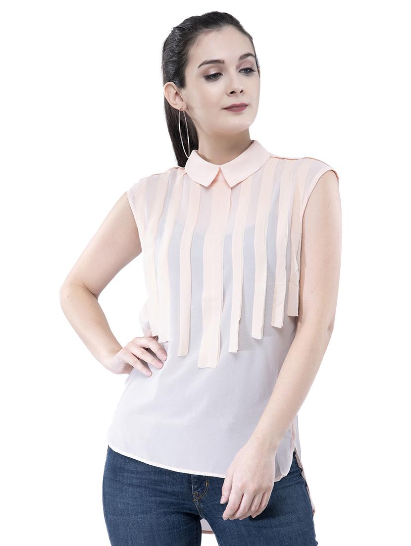 peter pan collar sheer top - 16280421 - Zoom Image - 1