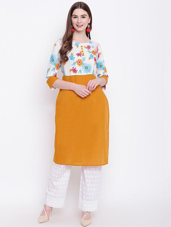 floral straight kurta - 16280976 - Zoom Image - 1
