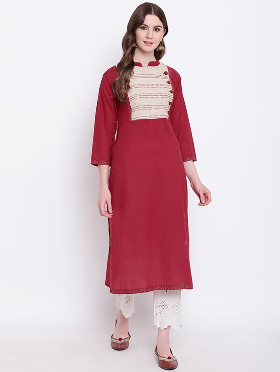 Contrast straight kurta - 16281055 - Zoom Image - 1
