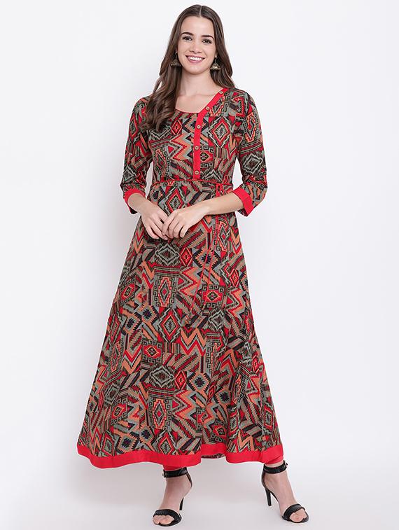 Geometrical flared kurta - 16281095 - Zoom Image - 1