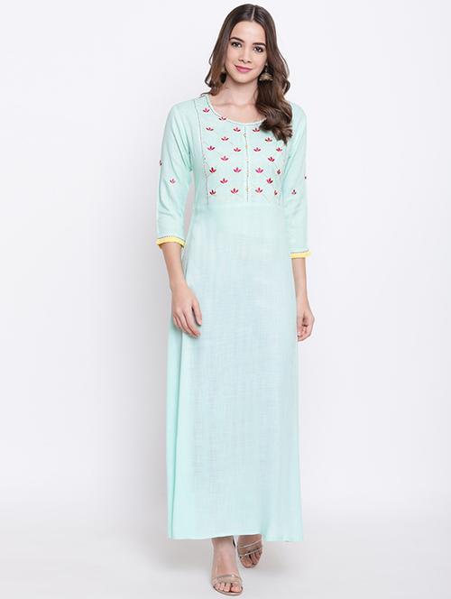 embroidered a-line kurta - 16281108 - Standard Image - 1