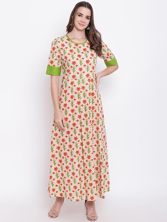 Floral a-line kurta - 16281127 - Zoom Image - 1