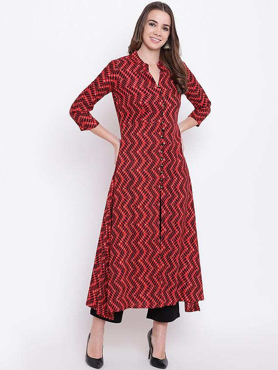 Chevron a-line kurta - 16281135 - Zoom Image - 1