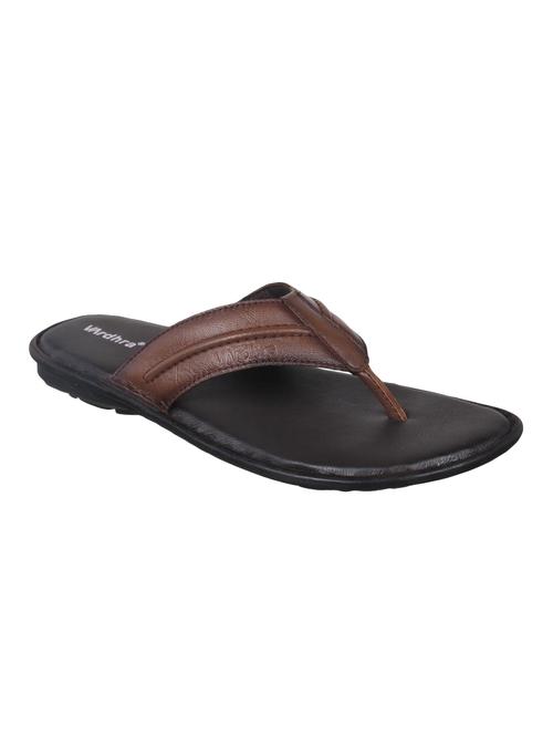 brown leather toe separator slippers - 16281170 - Standard Image - 1