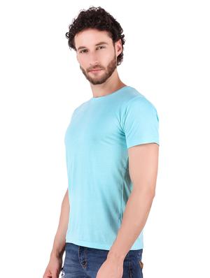 aqua blue solid tshirt - 16281868 - Standard Image - 2