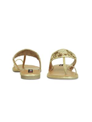 gold slip on kolhapuris - 16281871 - Standard Image - 3