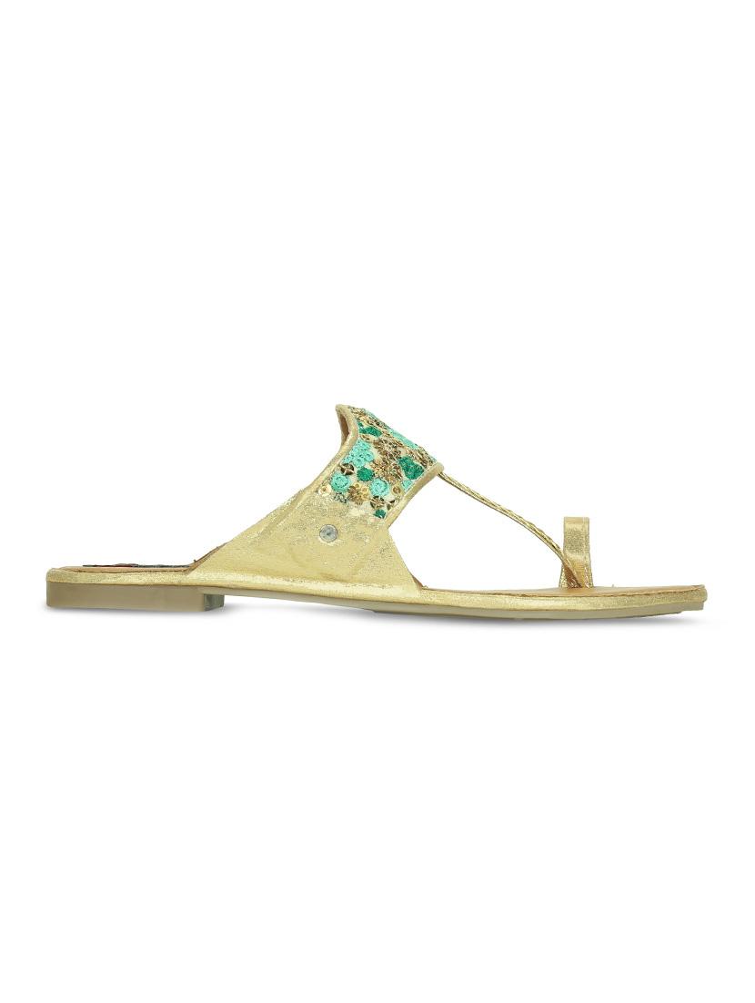 green one toe kolhapuris - 16281873 - Zoom Image - 2