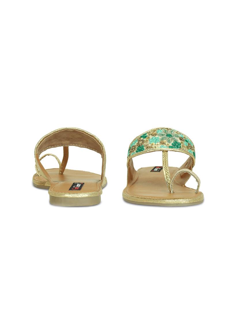 green one toe kolhapuris - 16281873 - Zoom Image - 3