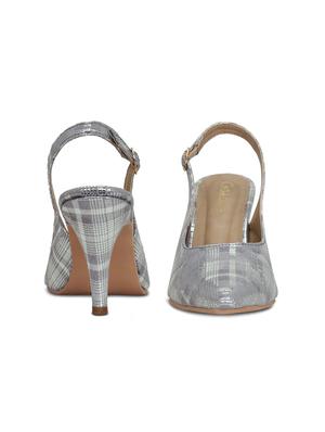 silver back strap sandals - 16282005 - Standard Image - 3