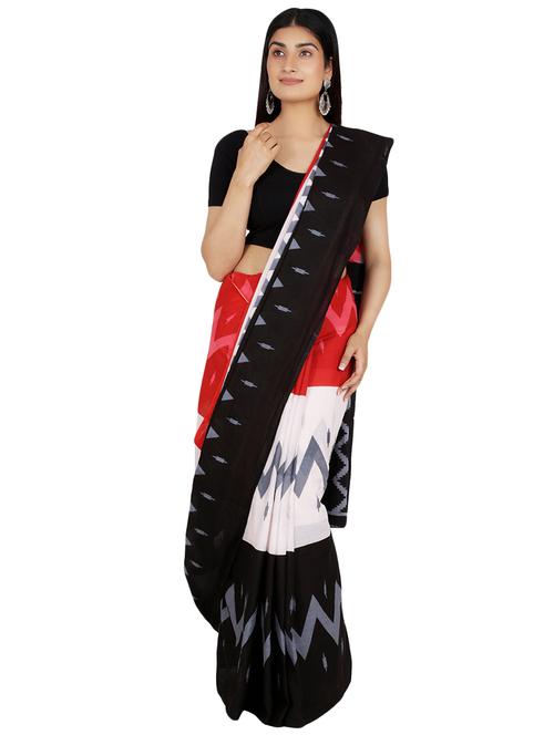 chevron ikat printed saree with blouse - 16282230 - Standard Image - 1