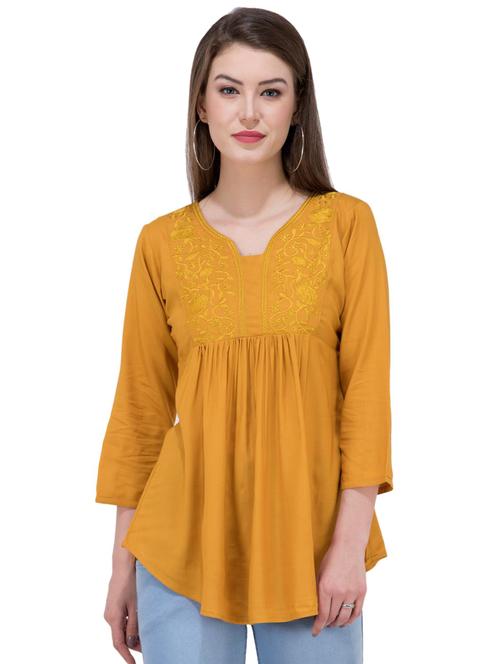 gather detail embroidered top - 16282548 - Standard Image - 1