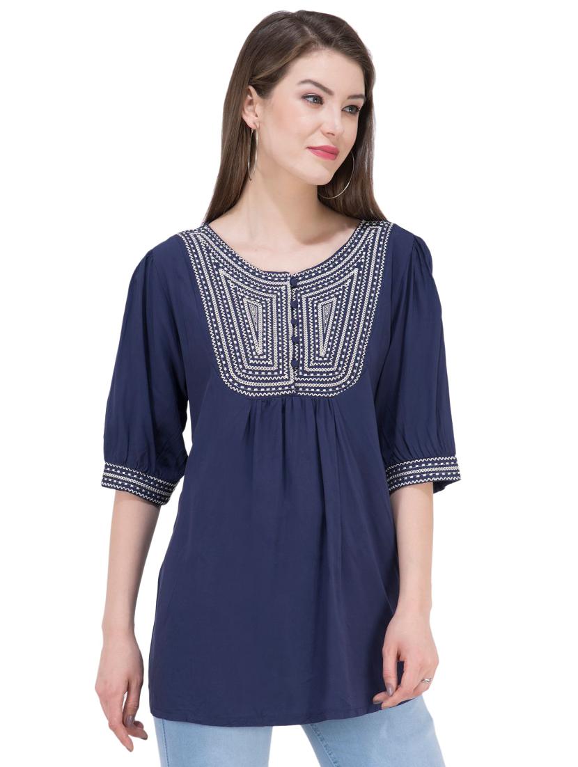 gather detail embroidered top - 16282550 - Zoom Image - 1