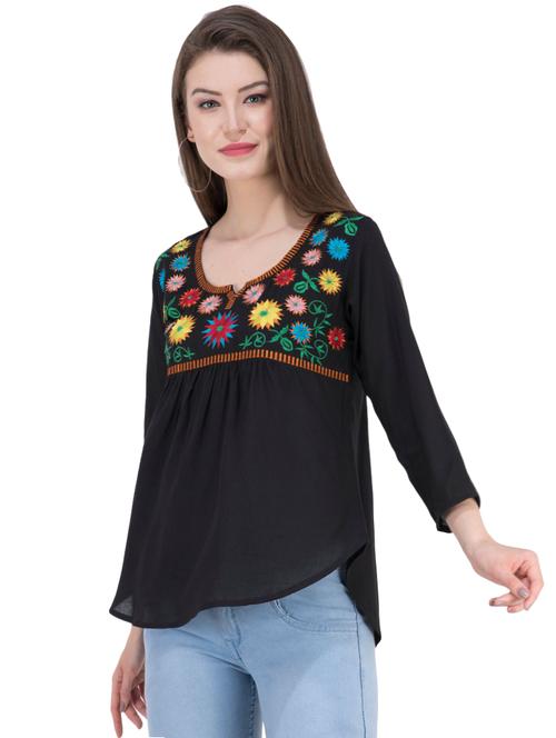 long sleeved embroidered top - 16282552 - Standard Image - 1