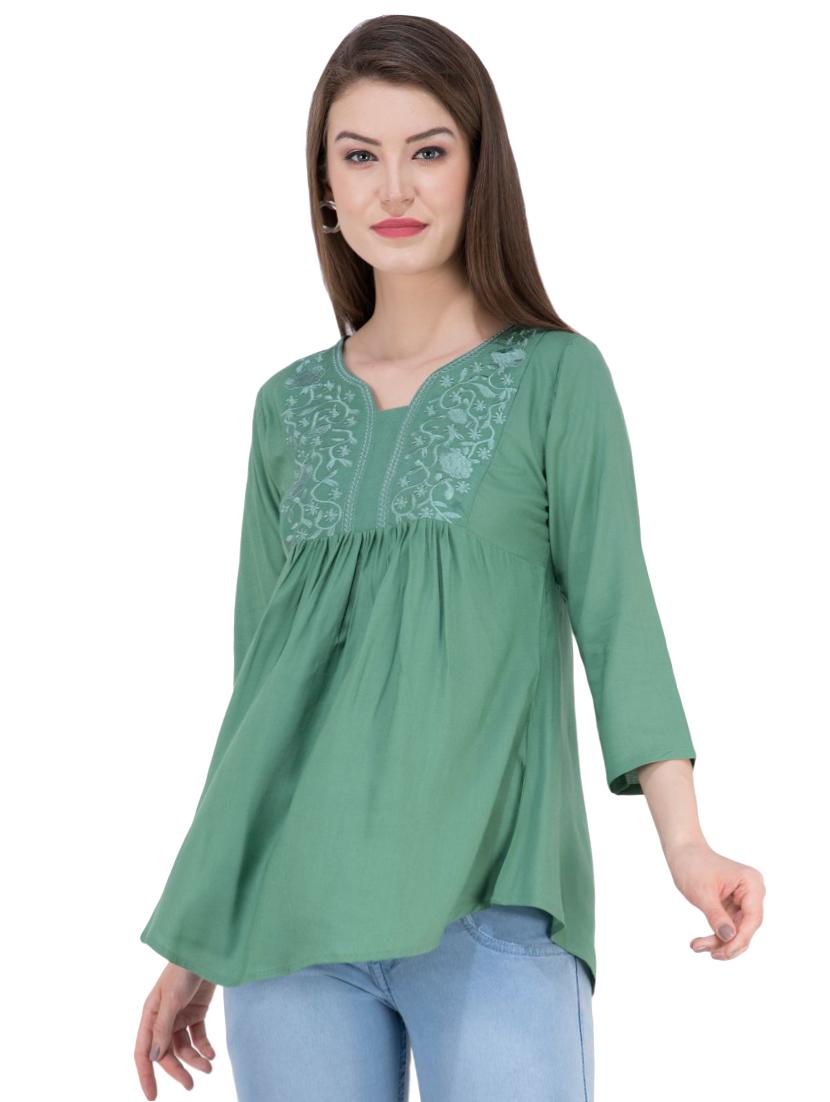 gather detail embroidered top - 16282553 - Zoom Image - 1