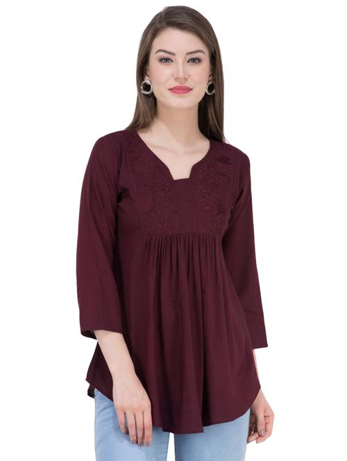 gather detail embroidered top - 16282554 - Standard Image - 1