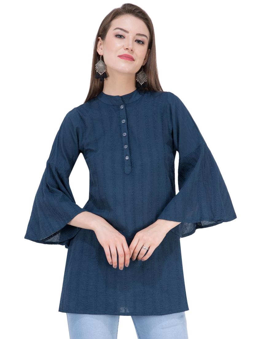 bell sleeved embroidered tunic - 16282562 - Zoom Image - 1