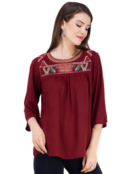 long sleeved embroidered top - 16282575 - Standard Image - 1