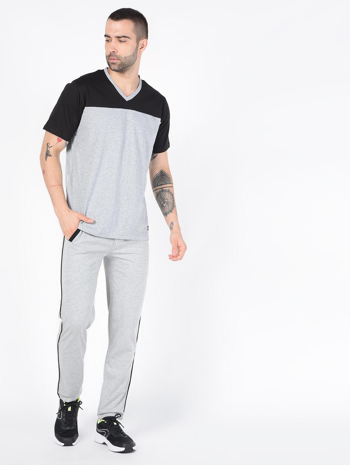 grey solid full length track pant - 16282597 - Zoom Image - 1