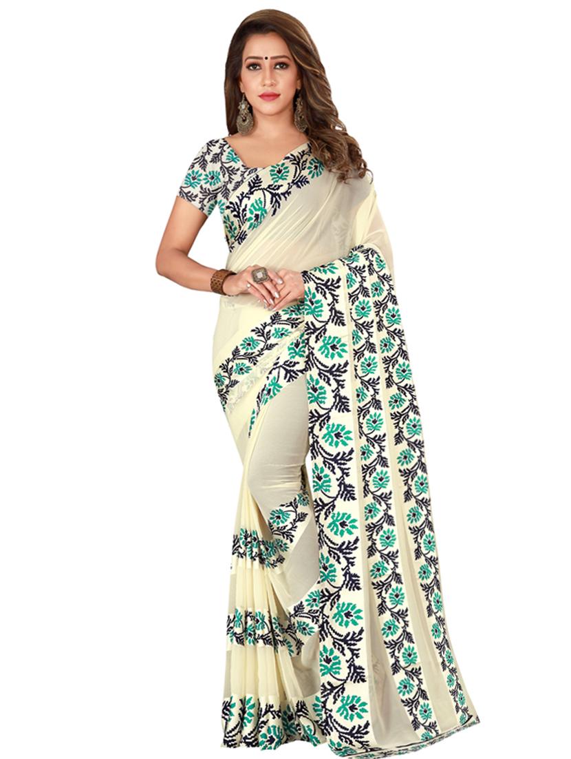 Floral printed saree with blouse - 16282692 - Zoom Image - 1