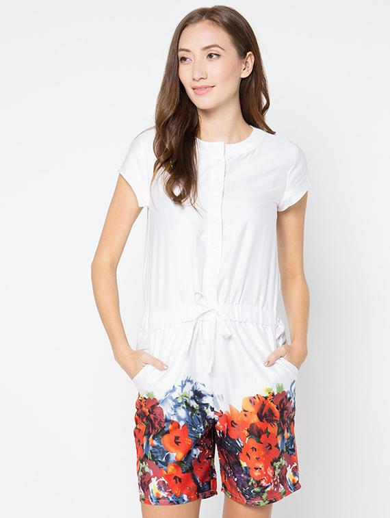 tie front printed romper - 16282883 - Zoom Image - 1