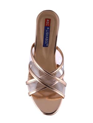 gold slip on sandals - 16285086 - Standard Image - 4
