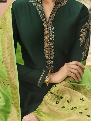 embroidered semi-stitched suit - 16285088 - Standard Image - 2