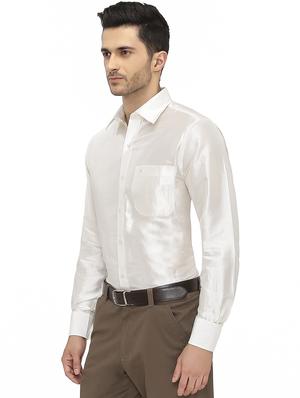 white pure silk casual shirt - 16285103 - Standard Image - 2