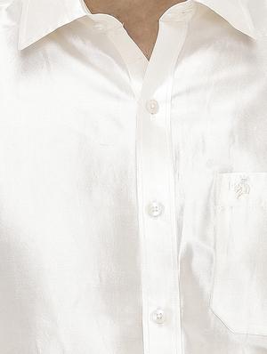 white pure silk casual shirt - 16285103 - Standard Image - 4