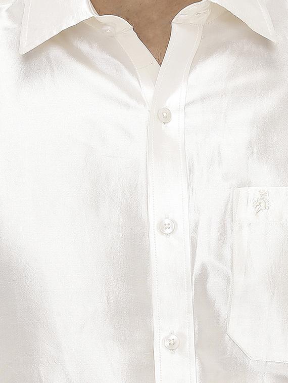 white pure silk casual shirt - 16285103 - Zoom Image - 4