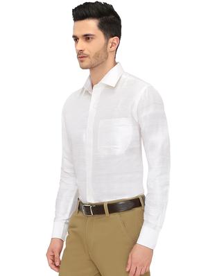 white pure silk casual shirt - 16285109 - Standard Image - 2