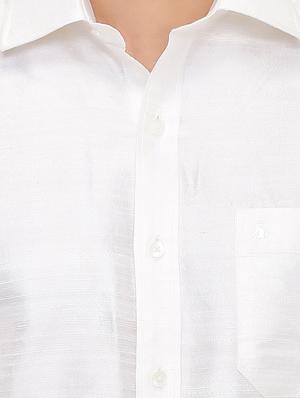 white pure silk casual shirt - 16285109 - Standard Image - 4