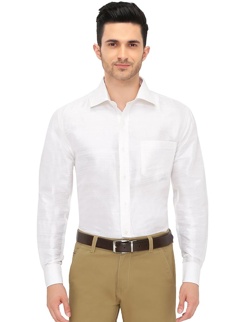 white pure silk casual shirt - 16285109 - Zoom Image - 1